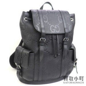 Gucci Jumbo GG Backpack Black Calfskin Leather Double